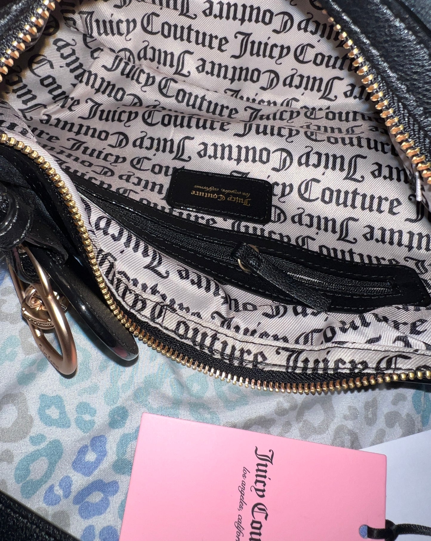 New Black Juicy Couture Purse Handbag Shoulder Bag Velour Vintage Style Hobo