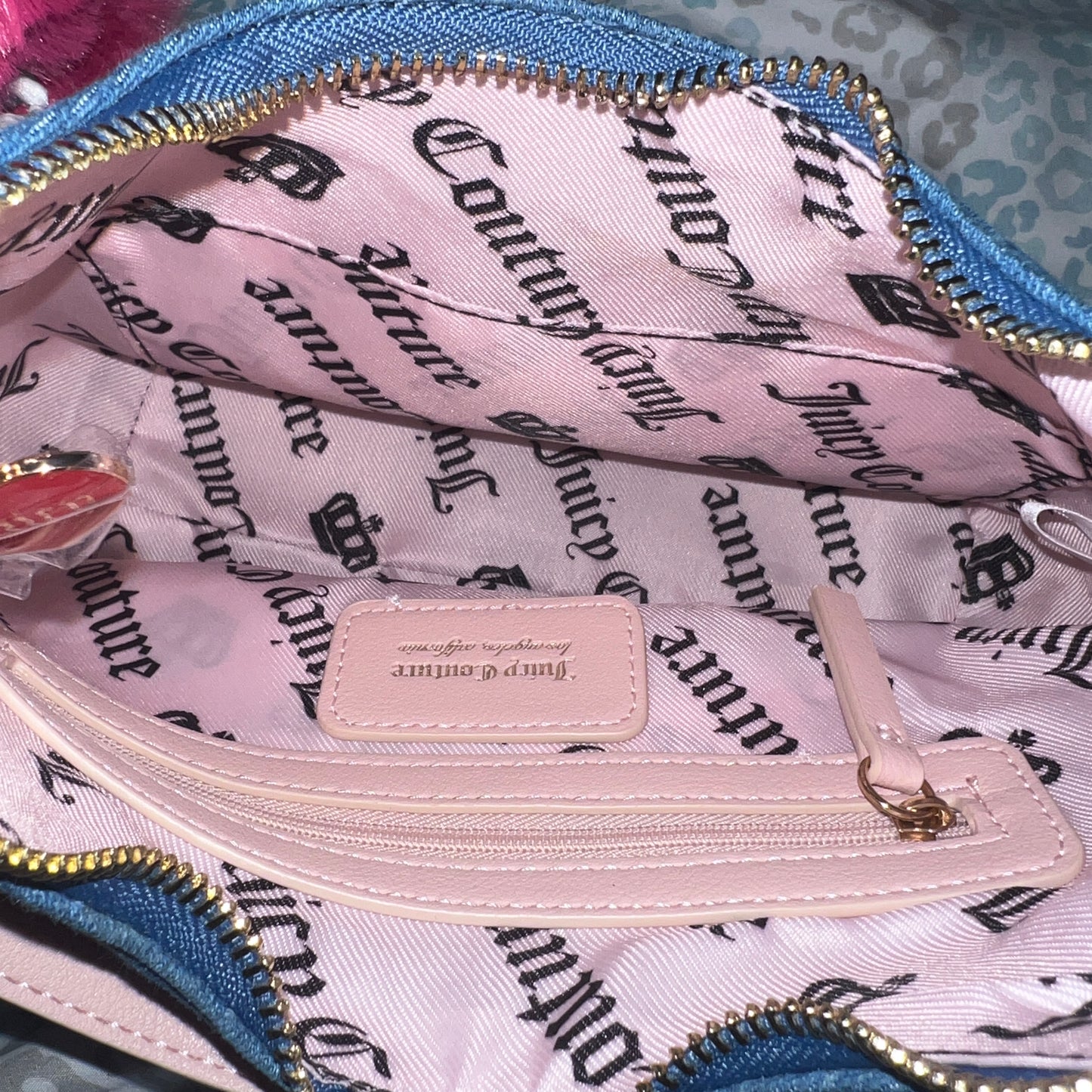 New Blue Juicy Couture Purse Satchel Bag Handbag Spill The Juicy Tea Denim