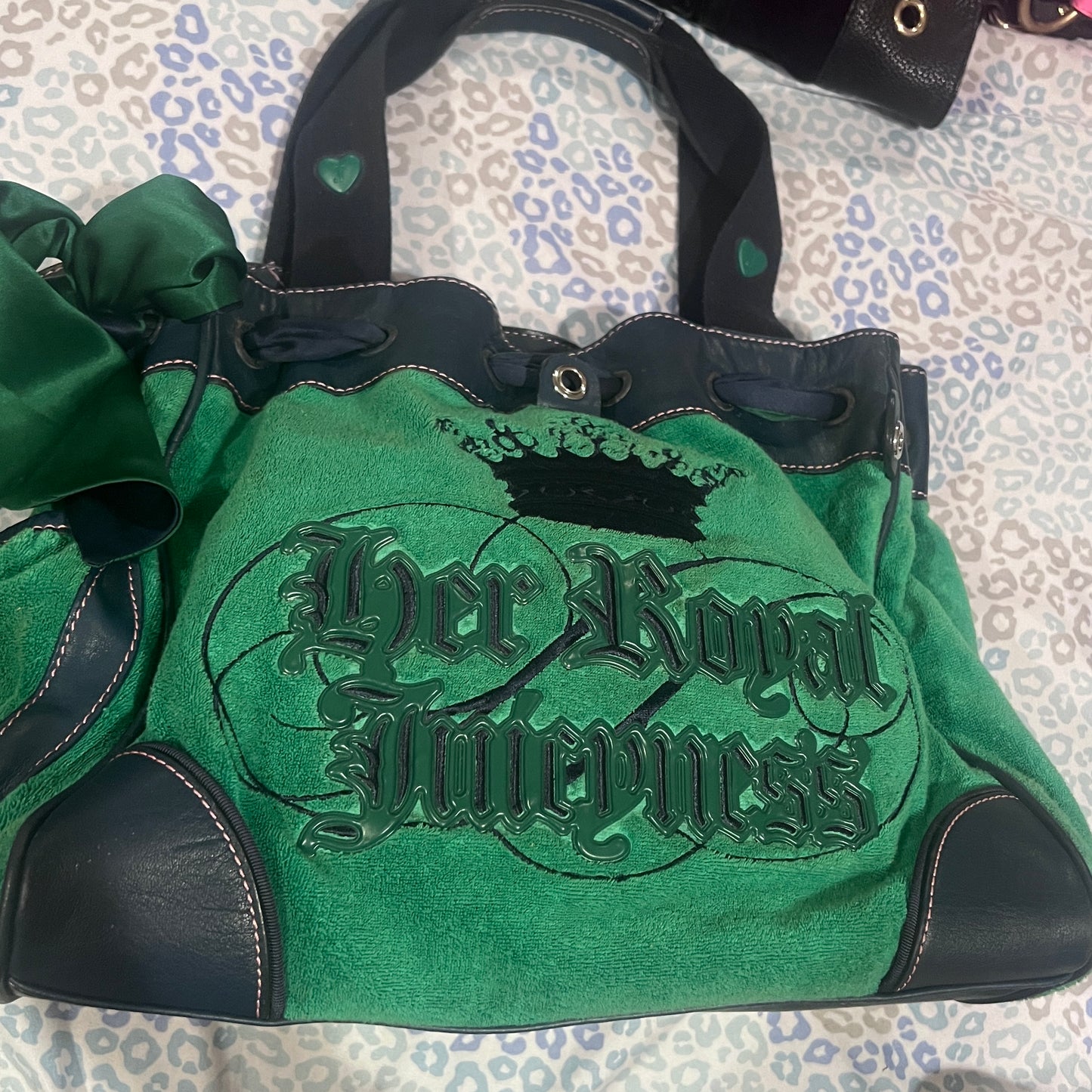 Vintage Blue Green Juicy Couture Tote Bag Purse Daydreamer - Her Royal Juicyness