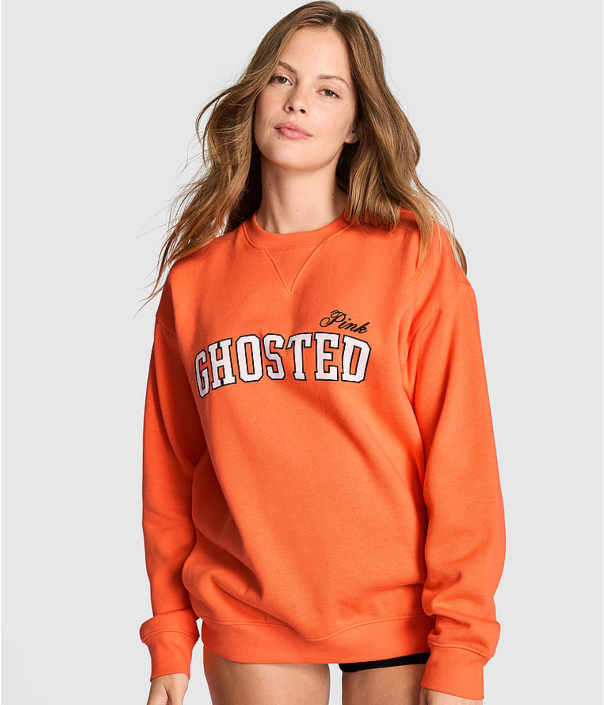 New Large VS PINK Orange Ghosted Crewneck Sweatshirt Halloween 2026 Jacket