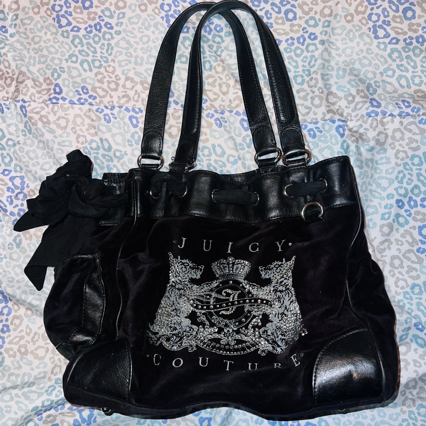 Vintage Black Juicy Couture Purse Tote Bag Handbag Scottie Daydreamer Mcbling