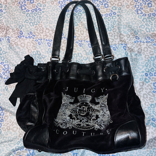 Vintage Black Juicy Couture Purse Tote Bag Handbag Scottie Daydreamer Mcbling