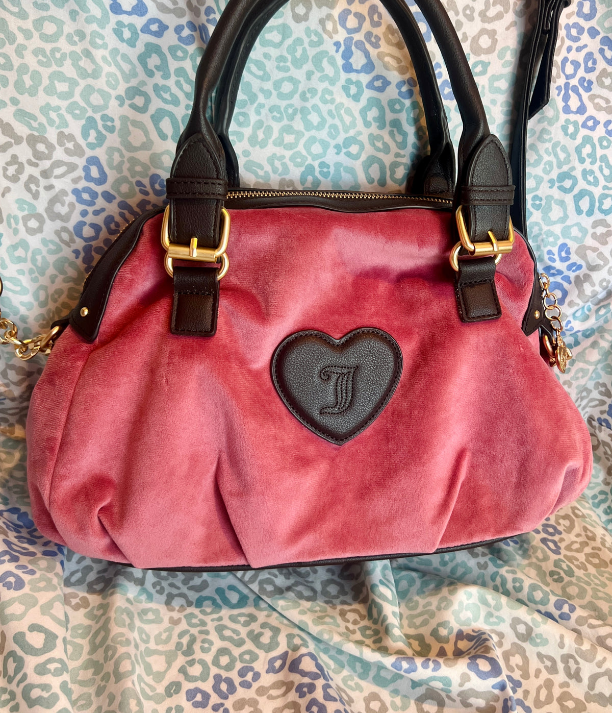 New Pink Juicy Couture Purse Satchel Bag Handbag Vintage Style Crown Velour