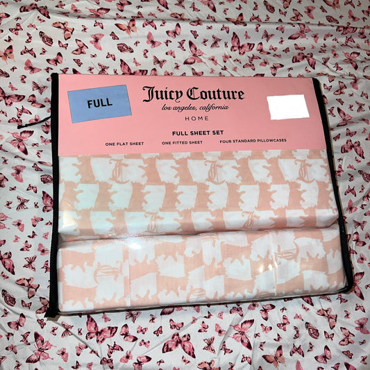 New Pink White Juicy Couture Full Sheet Bedding Duvet 6 Piece Set Scottie Dog