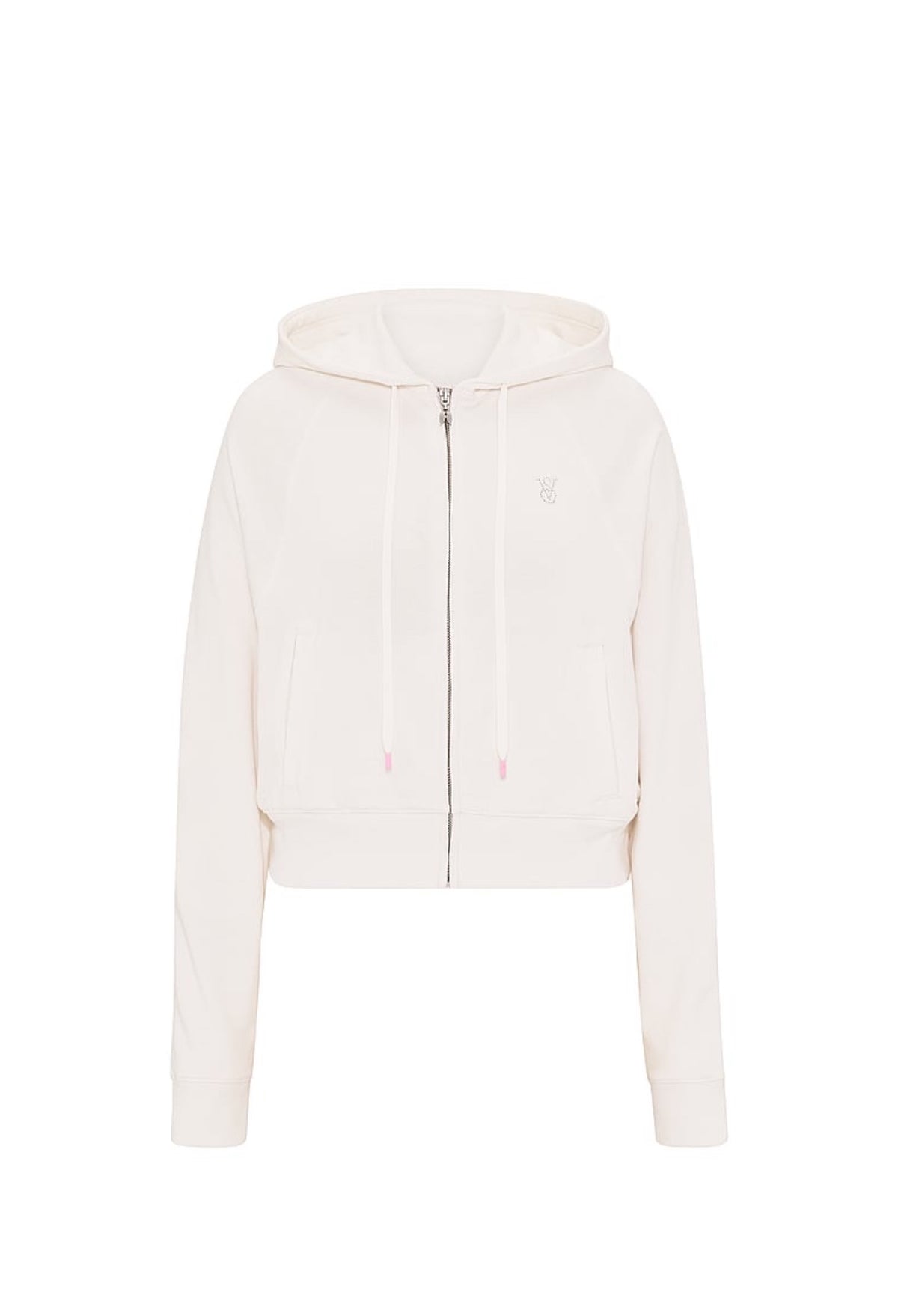 New White Pink Victoria’s Secret Jacket Angel Wings Off Duty Terry Crop Zip