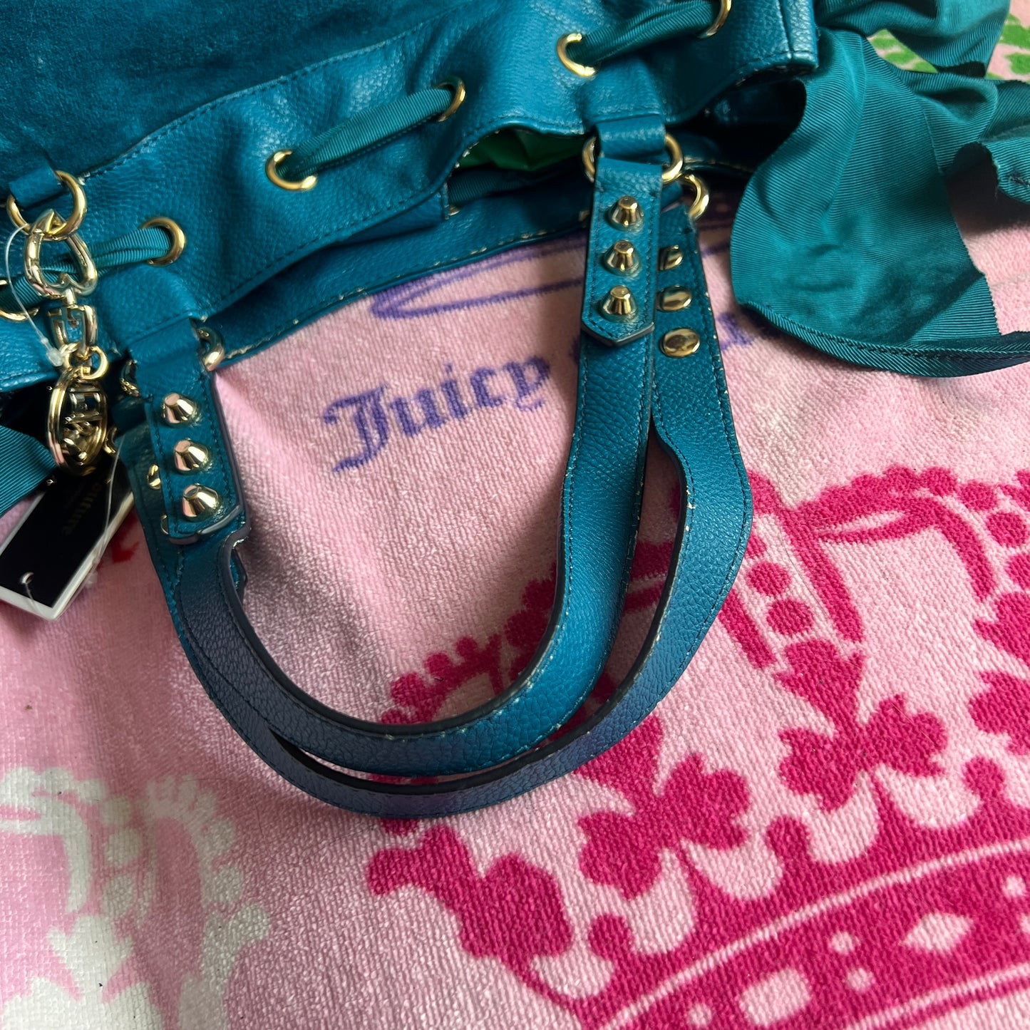 Vintage Blue Juicy Couture Purse Handbag Daydreamer Tote Bag Y2K Velour