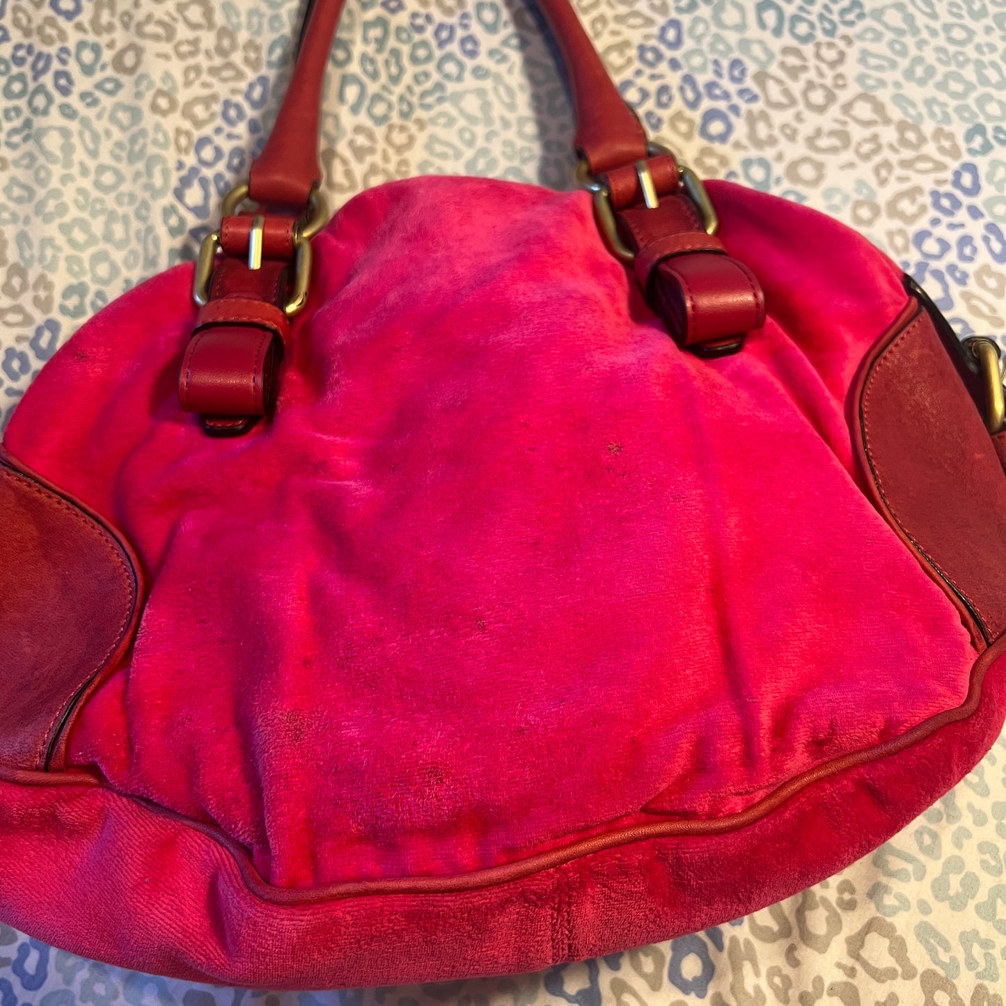 Vintage Rare Hot Pink Juicy Couture Purse Handbag Satchel Bag Velour y2k