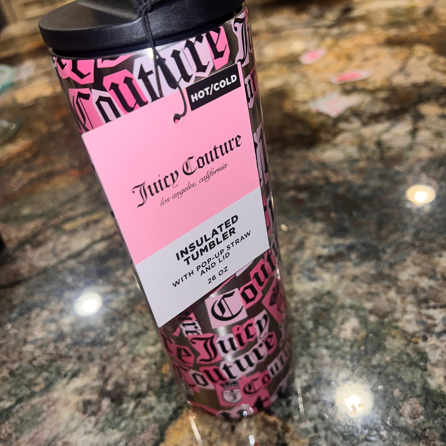 New Set of 2 Pink Cherry Juicy Couture Stainless Steel Insulated Tumbler Cups