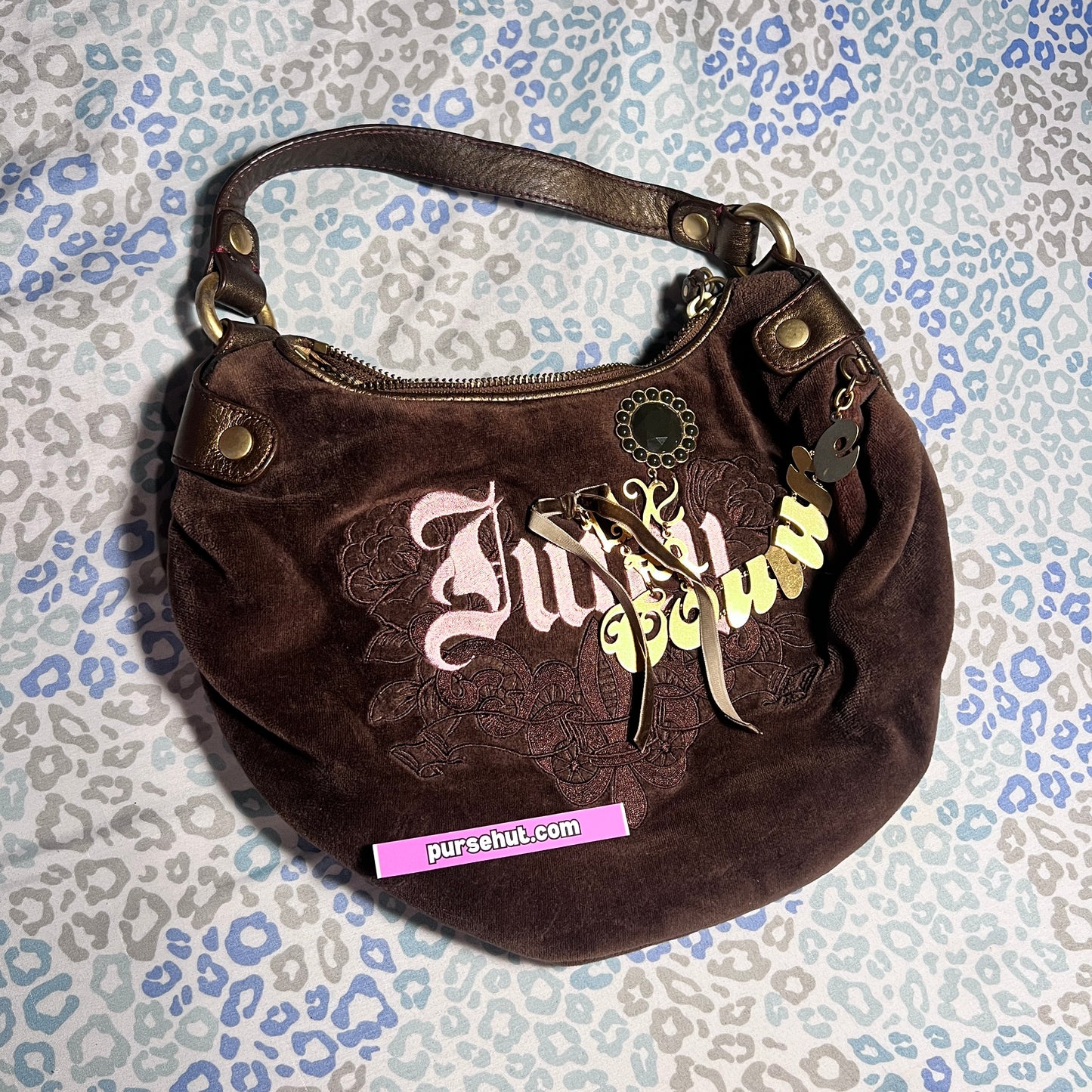 Vintage Brown Juicy Couture Purse Handbag Bag Satchel Velour Y2K