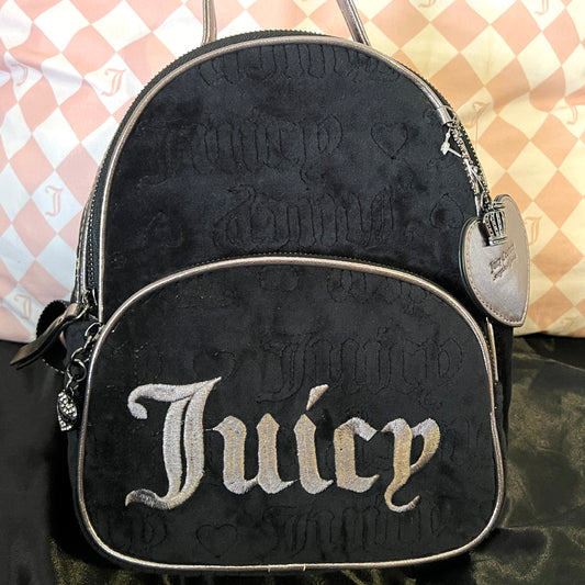 New Black Juicy Couture Purse Backpack Bag Gunmetal Liquorice MSRP $99