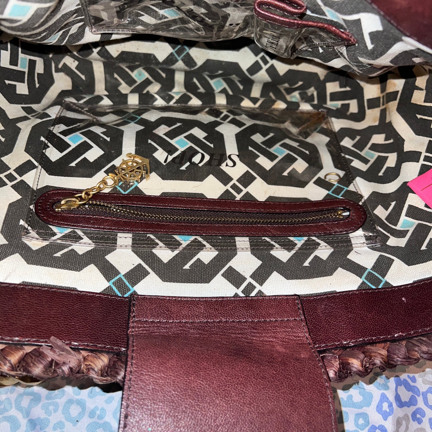 Vintage Brown Juicy Couture Tote Bag Purse Y2K Handbag XL Size Woven Wicker