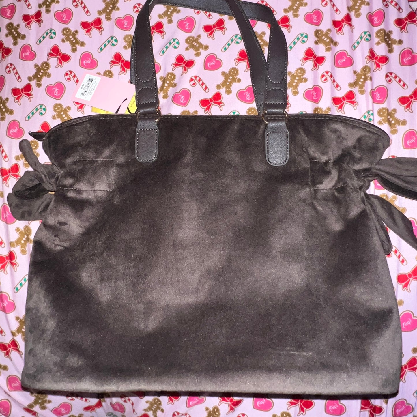 New Brown Juicy Couture Tote Bag Purse Handbag Vintage Style Velour Y2K