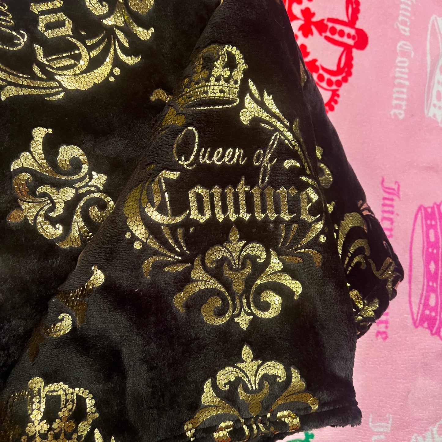 New Gold Black Juicy Couture Blanket Plush Throw 50 x 70 inch Queen of Couture