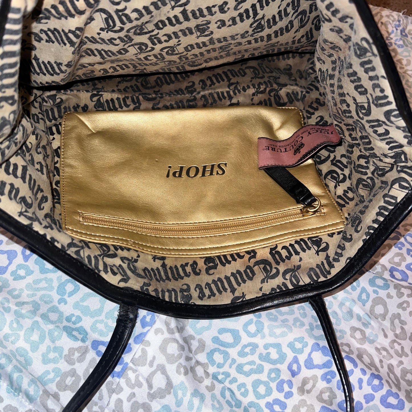 Vintage Black Juicy Couture Purse Tote Bag Handbag Scottie Dog Velour Mcbling