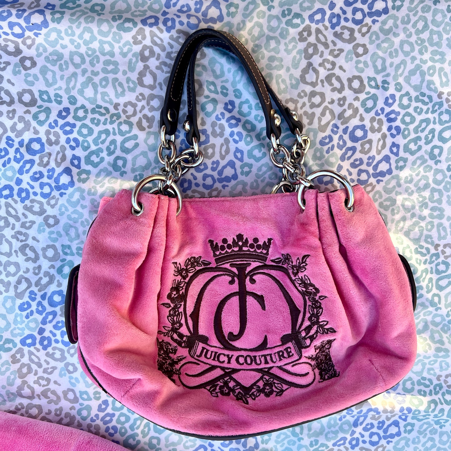 Vintage Pink Juicy Couture Purse Handbag Satchel Bag Velour Y2K