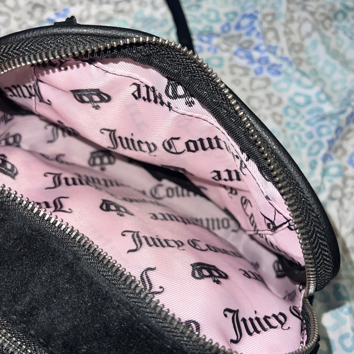New Black Juicy Couture Purse Crossbody Bag Handbag Y2K Style Velour Liquorice