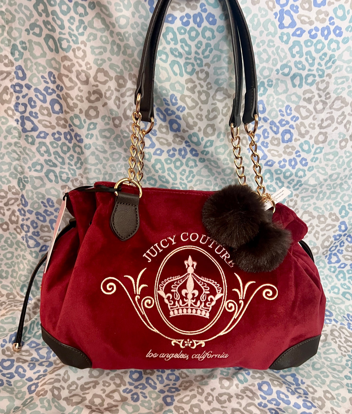 New Maroon Juicy Couture Purse Satchel Bag Handbag Velour