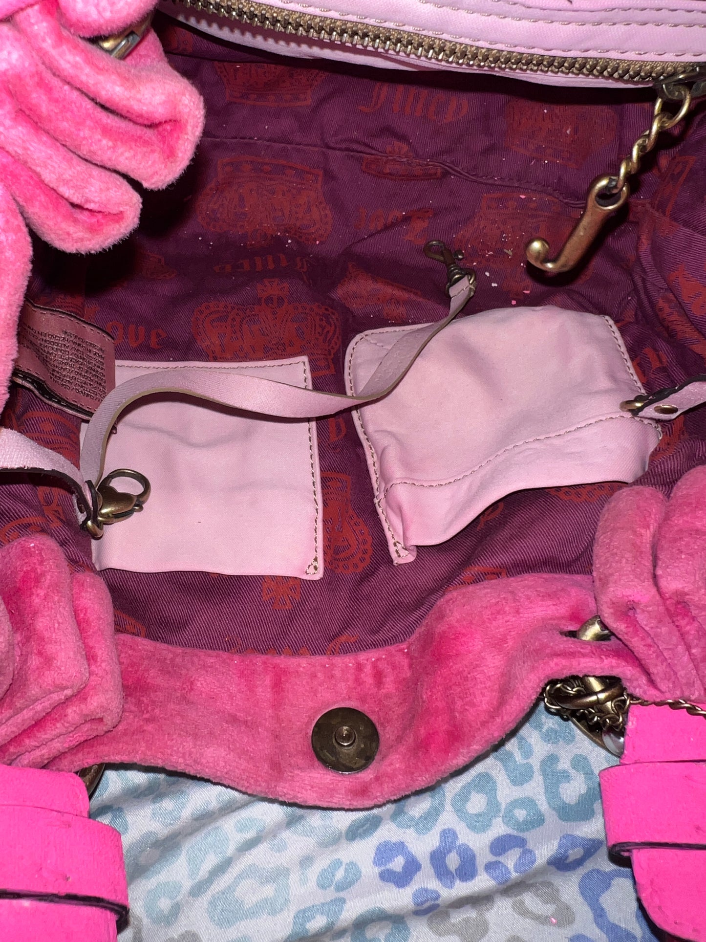 Vintage Rare Pink Juicy Couture Purse Velour Handbag Scottie Dog Bag Y2K Satchel