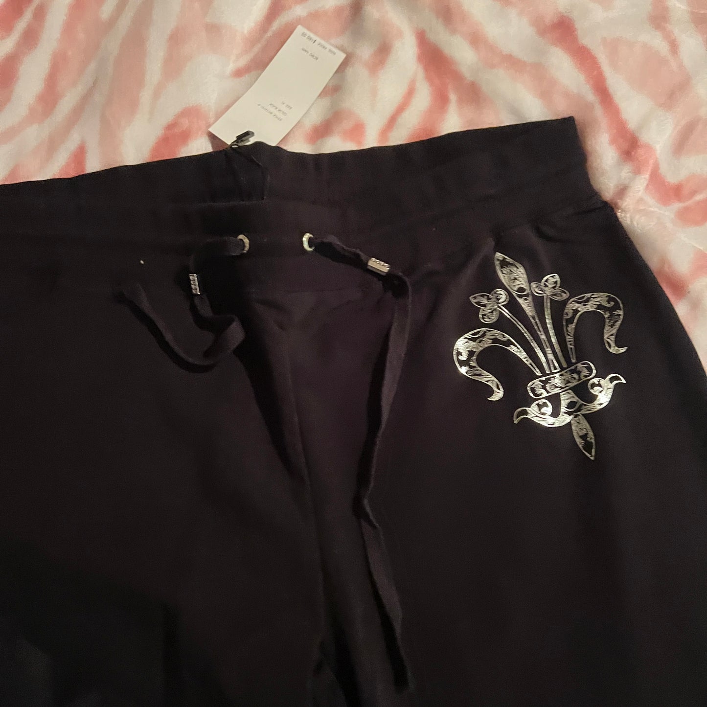 New XL Black BCBG 2-Piece Tracksuit Jacket + Track Pants Sequin Set MSRP $160