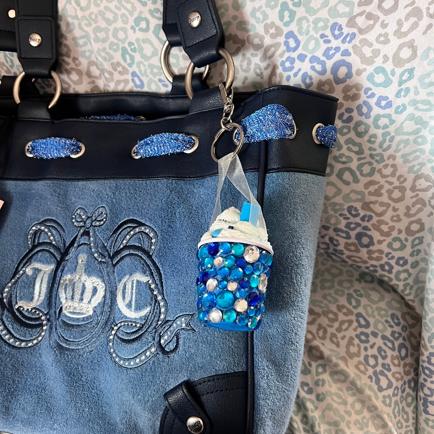 New Blue Juicy Couture Purse Daydreamer Tote Bag Custom Vintage Style Handbag