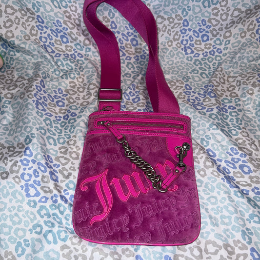 Vintage Pink Juicy Couture Crossbody Bag Purse Velour Y2K Rare