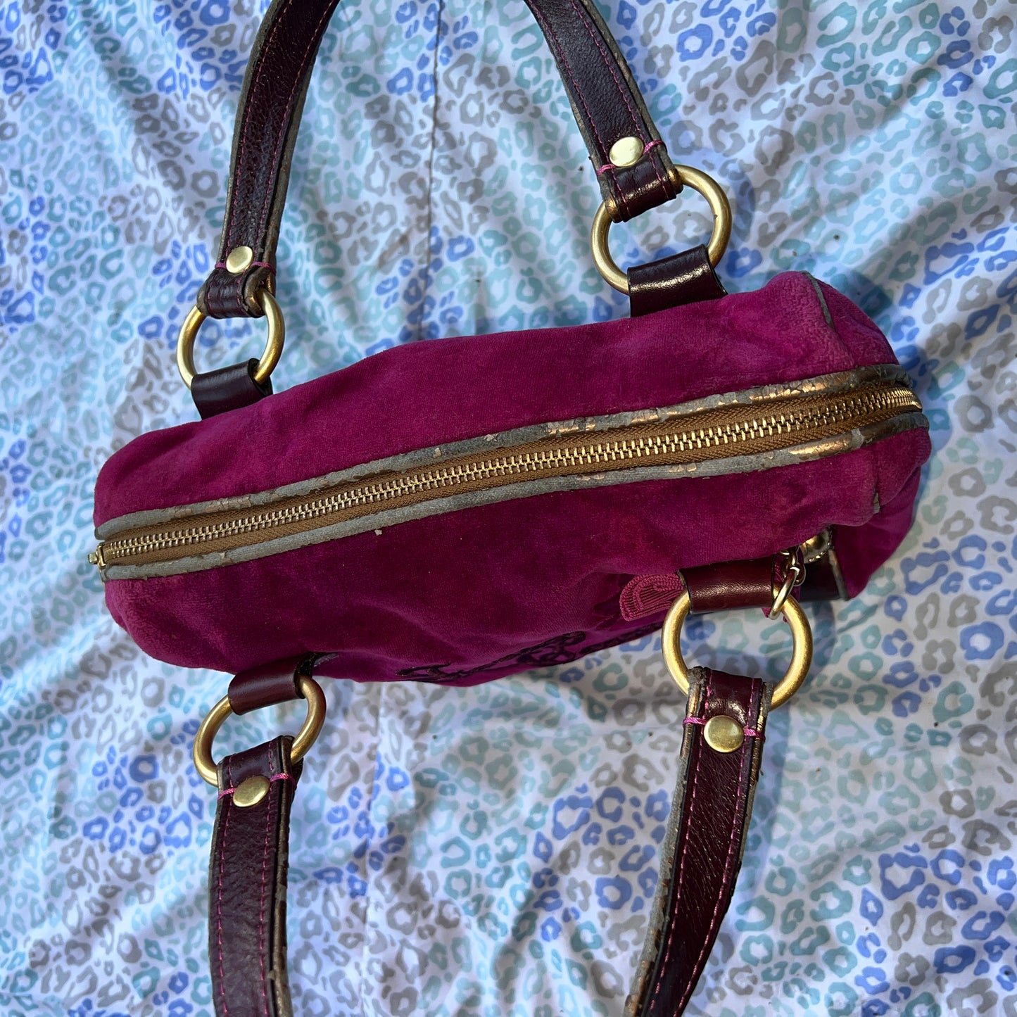 Vintage Purple Juicy Couture Purse Handbag Satchel Bag Y2K Velour Mcbling