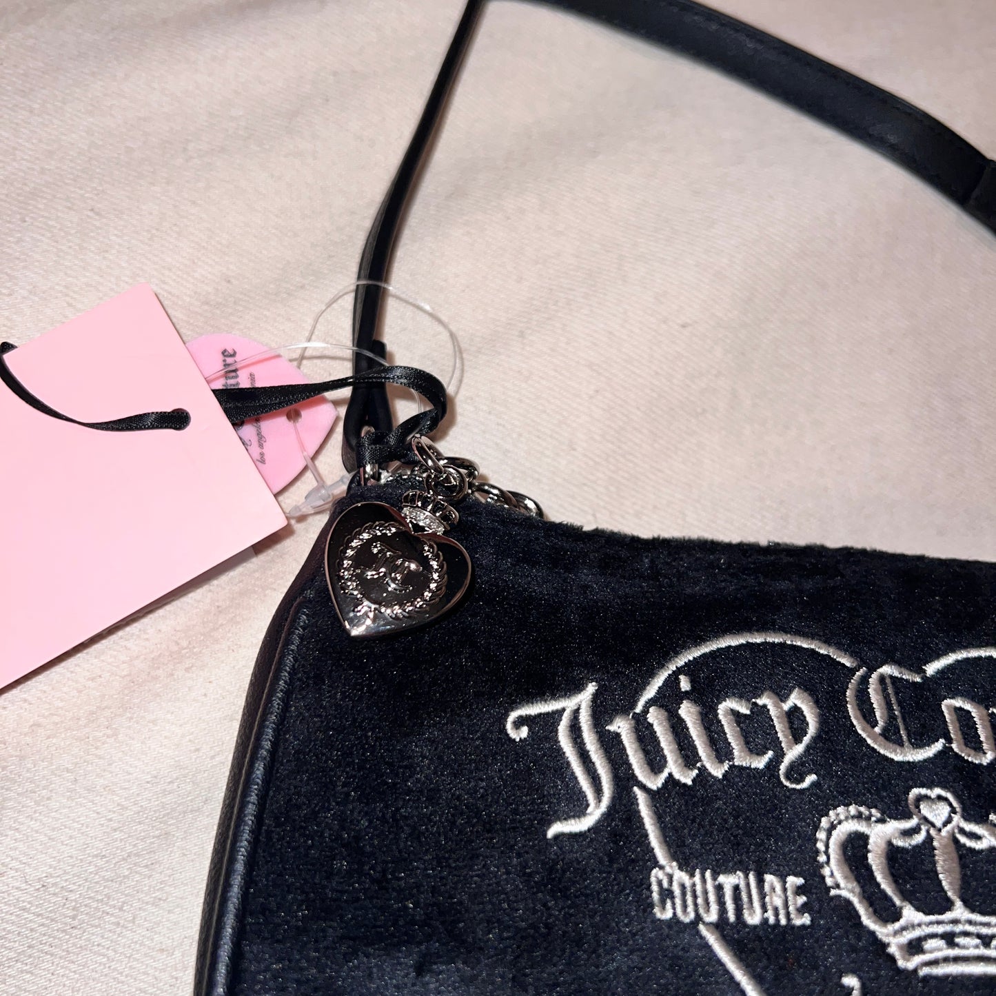New Black Juicy Couture Purse Mini Bag Handbag Velour Y2K Clutch Couture Luxury