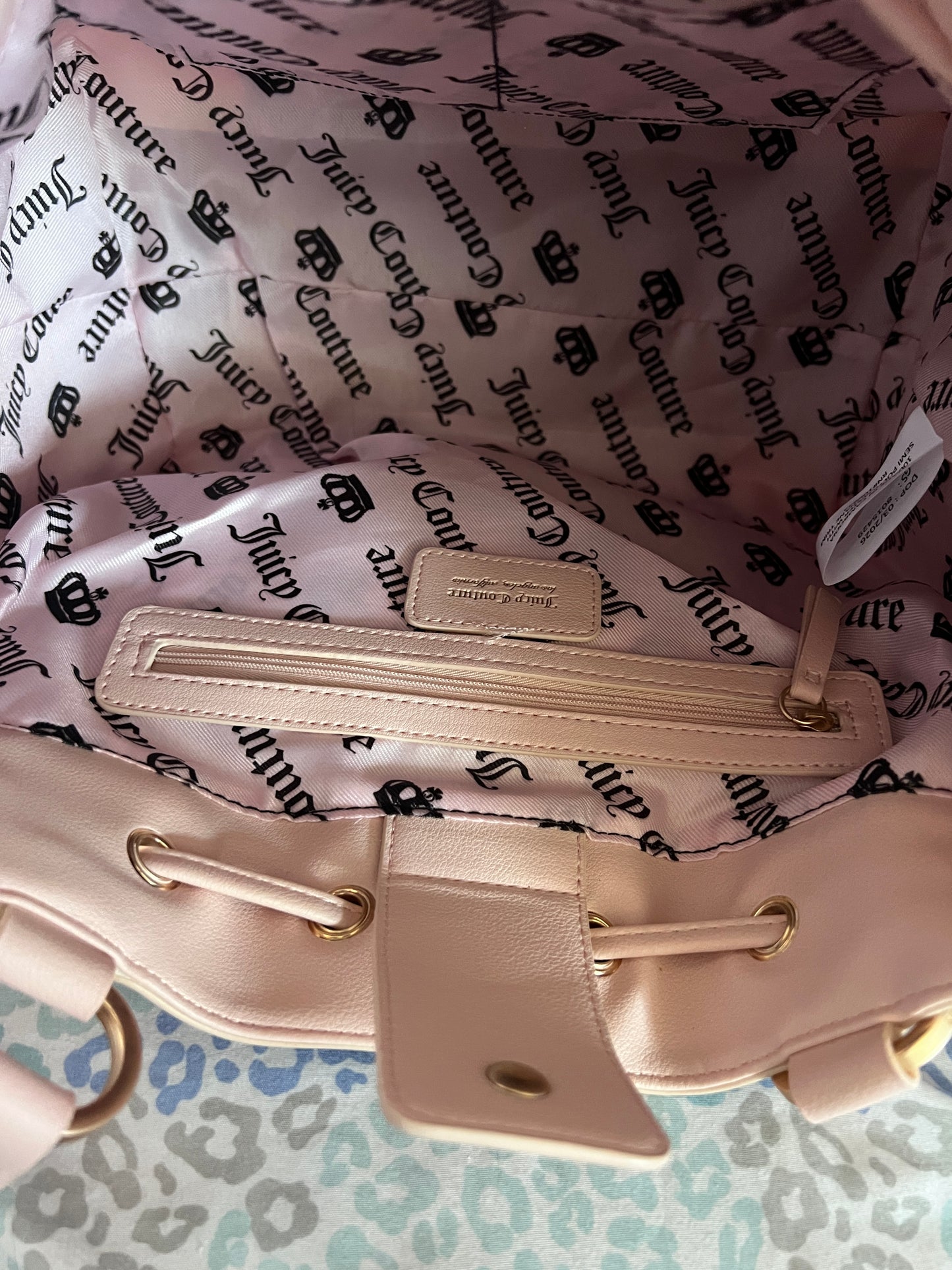 New Light Pink Juicy Couture Purse Daydreamer Tote Bag Velour Handbag Key Charm