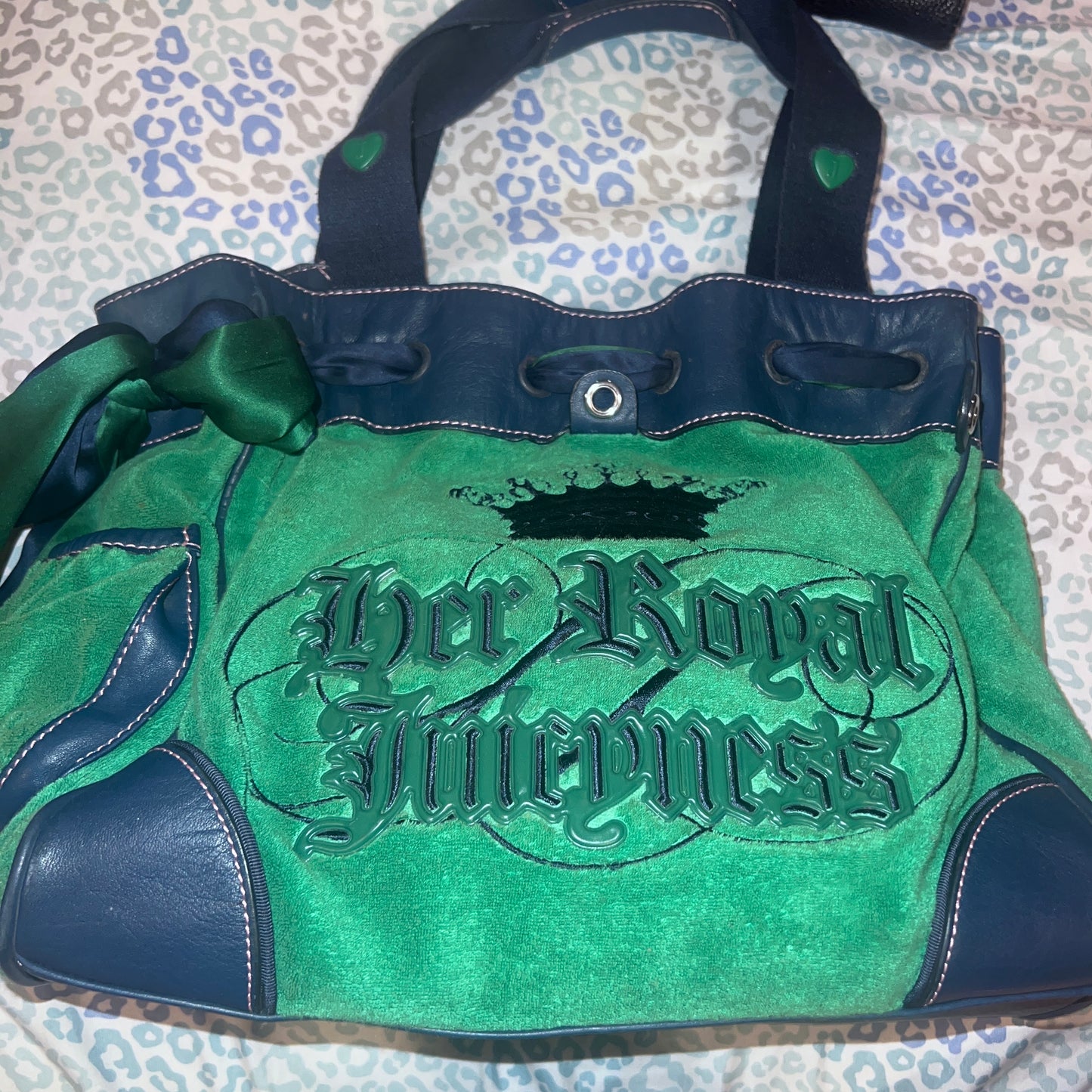 Vintage Blue Green Juicy Couture Tote Bag Purse Daydreamer - Her Royal Juicyness