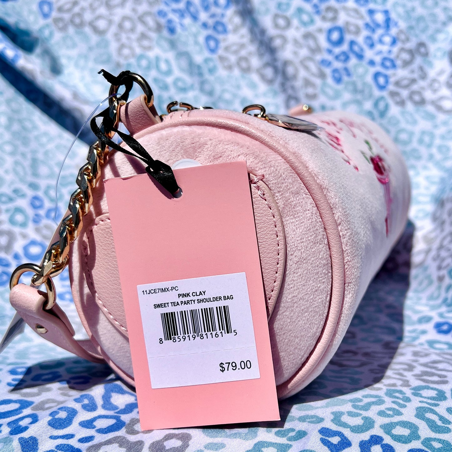 New Light Pink Juicy Couture Purse Barrel Bag Handbag Velour Spill the Juicy Tea