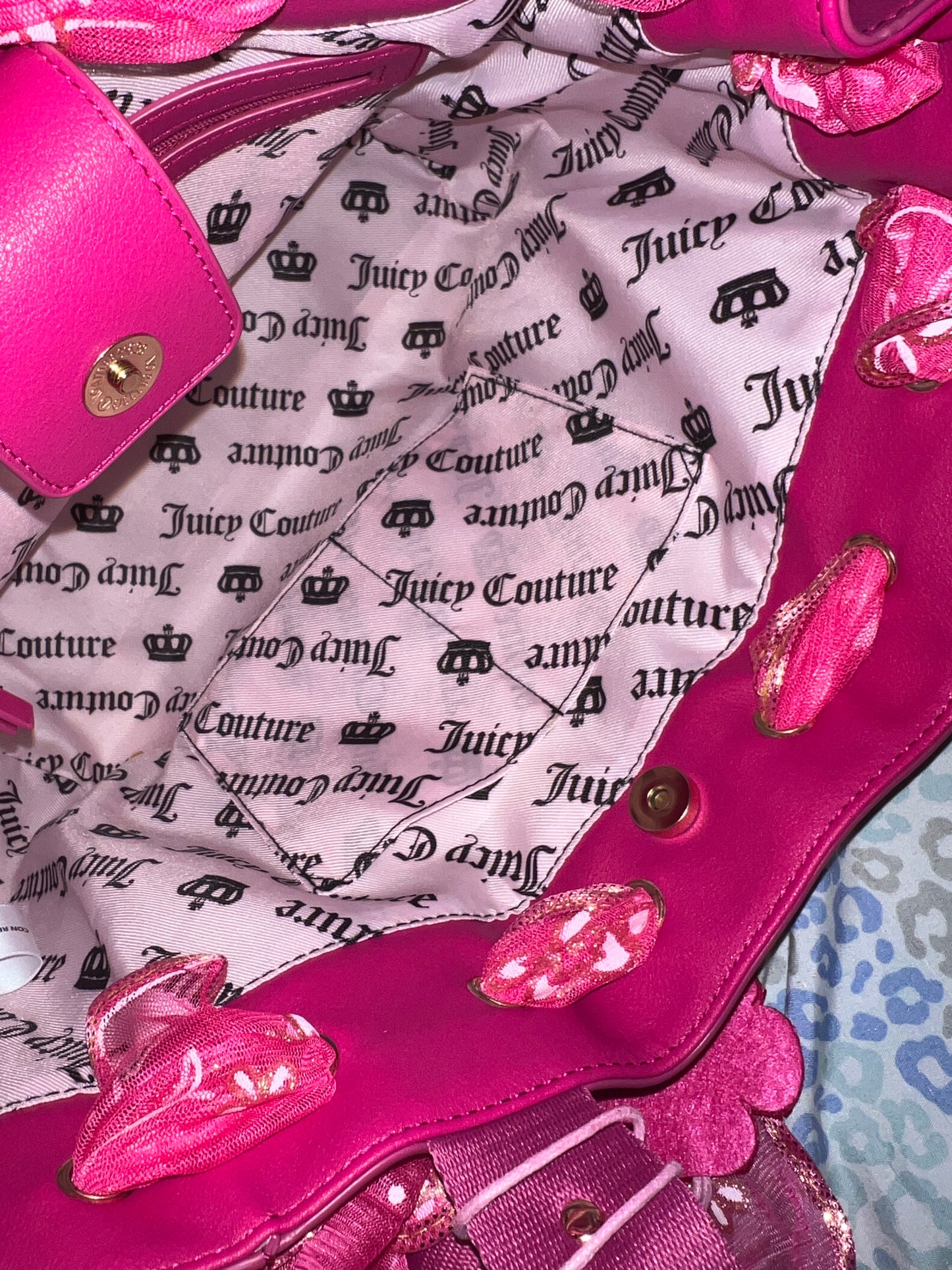 New Pink Juicy Couture Purse Daydreamer Tote Bag Handbag Spill the Juicy Tea