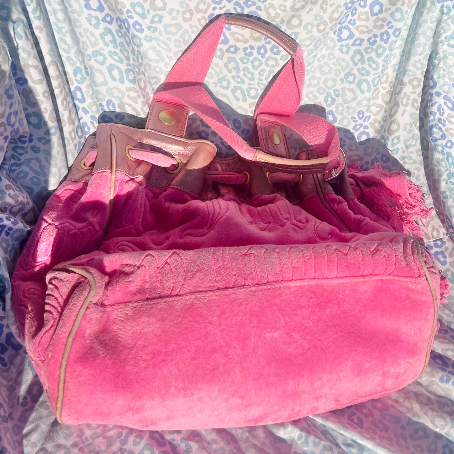 Vintage Pink Juicy Couture Purse Daydreamer Tote Bag Y2K Velour Rare Quilted