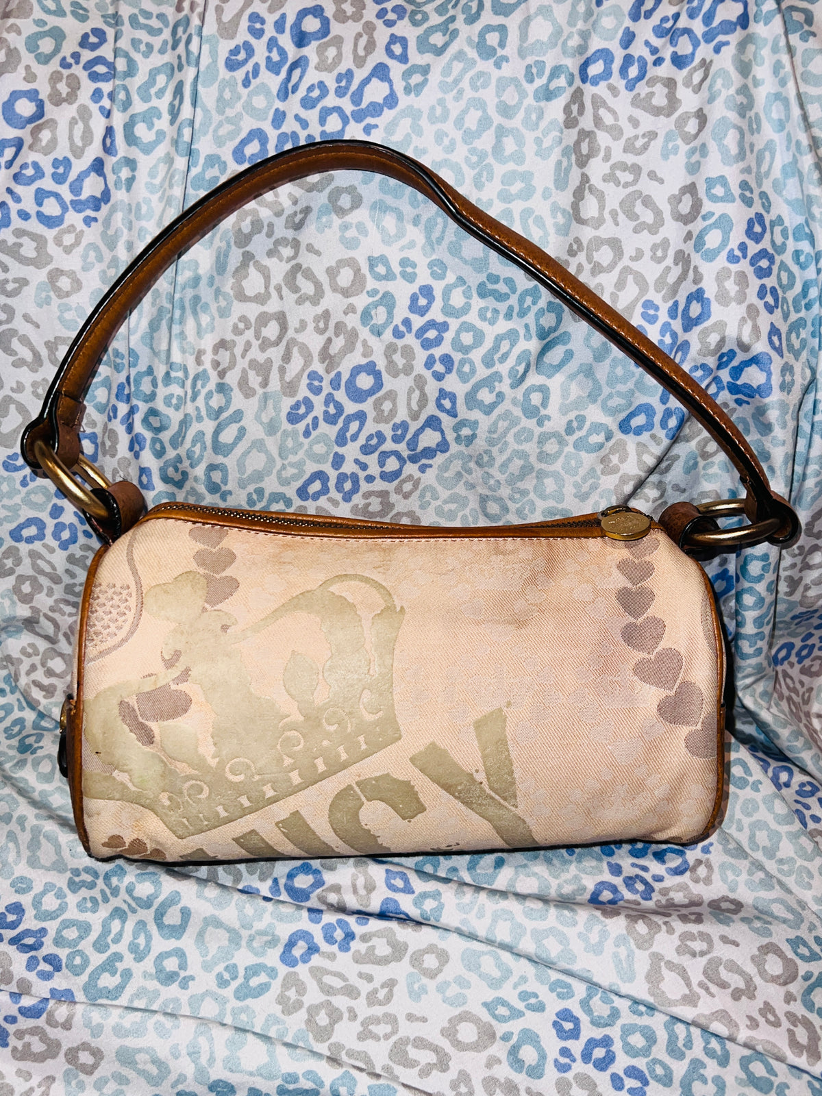 Vintage Pink Brown Juicy Couture Purse Barrel Crown Shoulder Bag Y2K Handbag