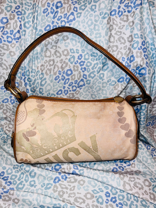 Vintage Pink Brown Juicy Couture Purse Barrel Crown Shoulder Bag Y2K Handbag