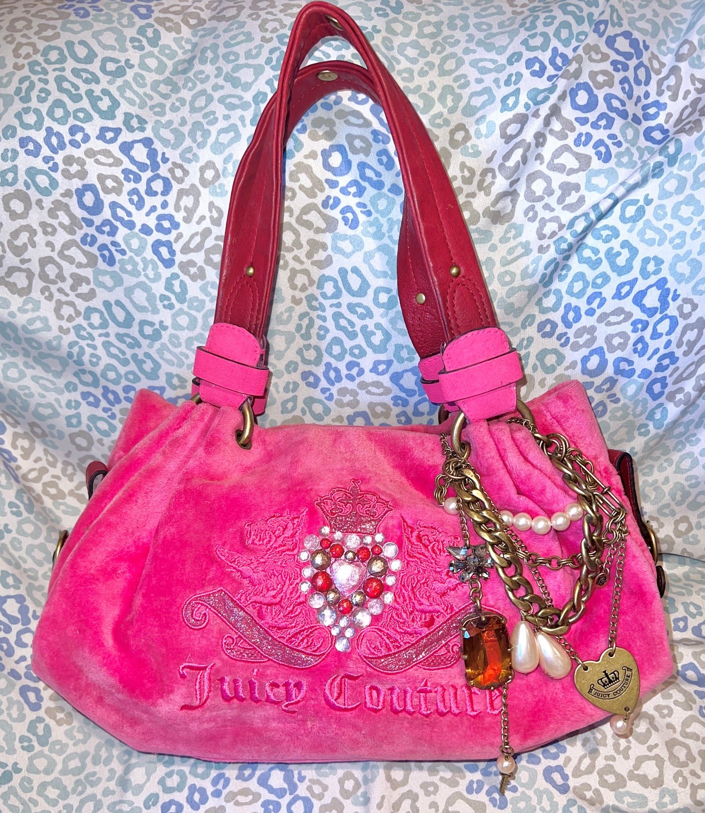 Vintage Rare Pink Juicy Couture Purse Velour Handbag Scottie Dog Bag Y2K Satchel