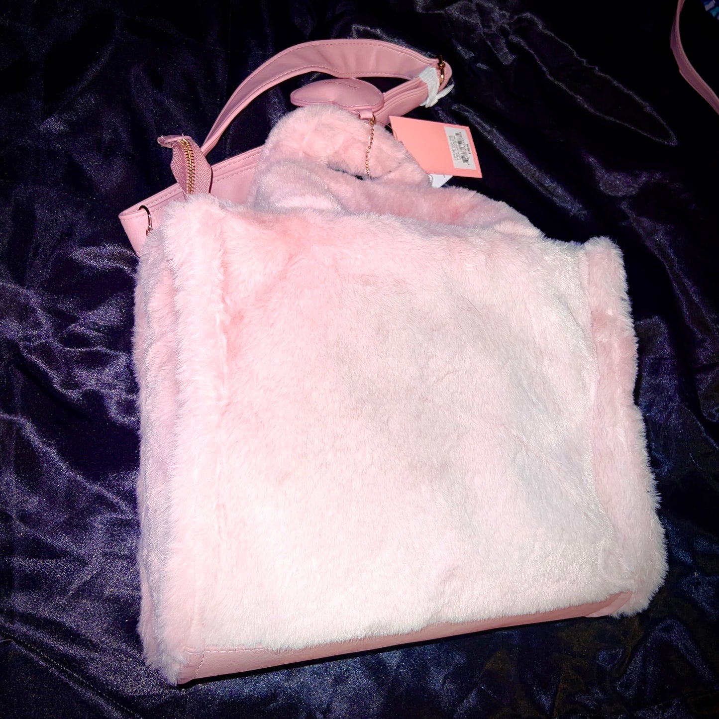 New Light Pink Juicy Couture Fluffy Tote Bag Purse Crossbody Large