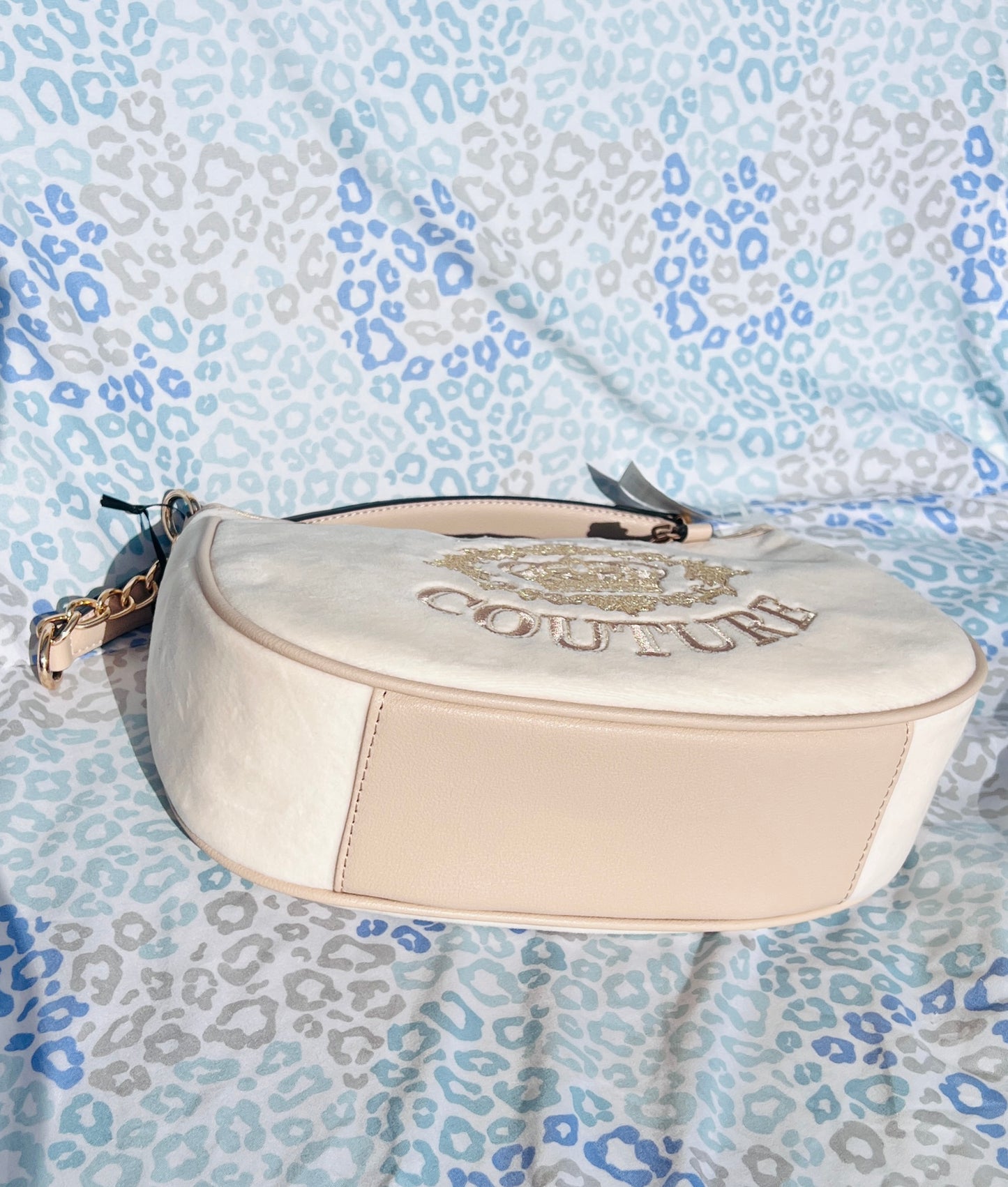 New Cream Juicy Couture Purse Shoulder Bag Velour Handbag MSRP $99 Vintage Style
