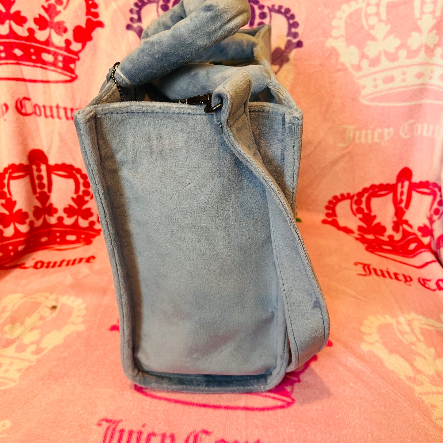 New Blue Juicy Couture Handbag Tote Bag Purse Velvet Large