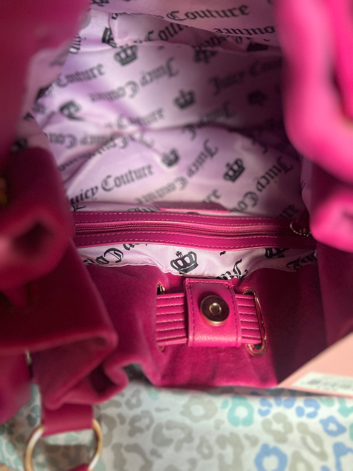 New Pink Juicy Couture Purse Satchel Bag Handbag Velour Sparkle Royal Tote