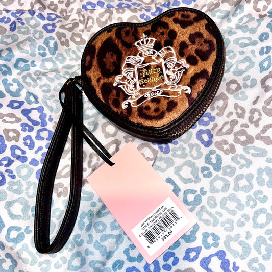 New Brown Juicy Couture Wallet Clutch Bag Coin Purse Card Holder Cheetah Leopard
