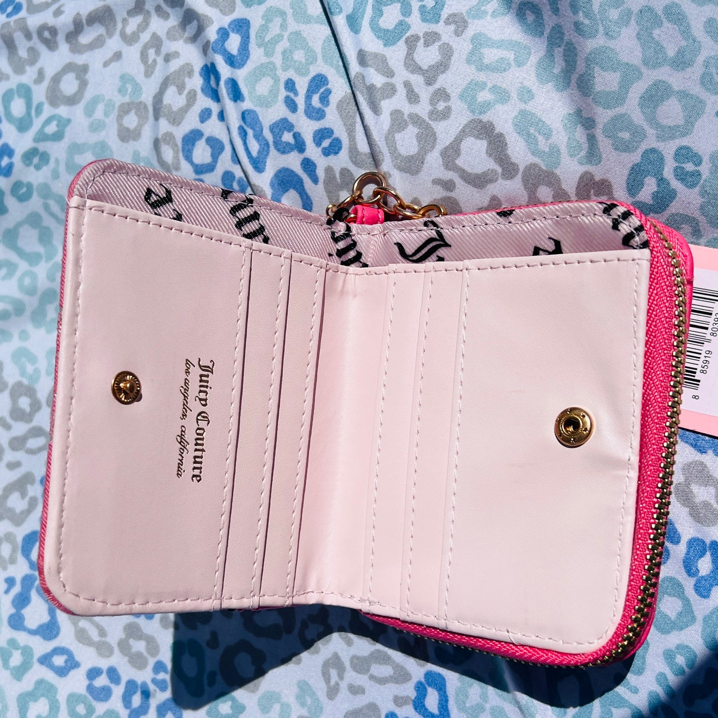 New Pink Juicy Couture Wallet Card Holder Wristlet Coin Purse Crown Love