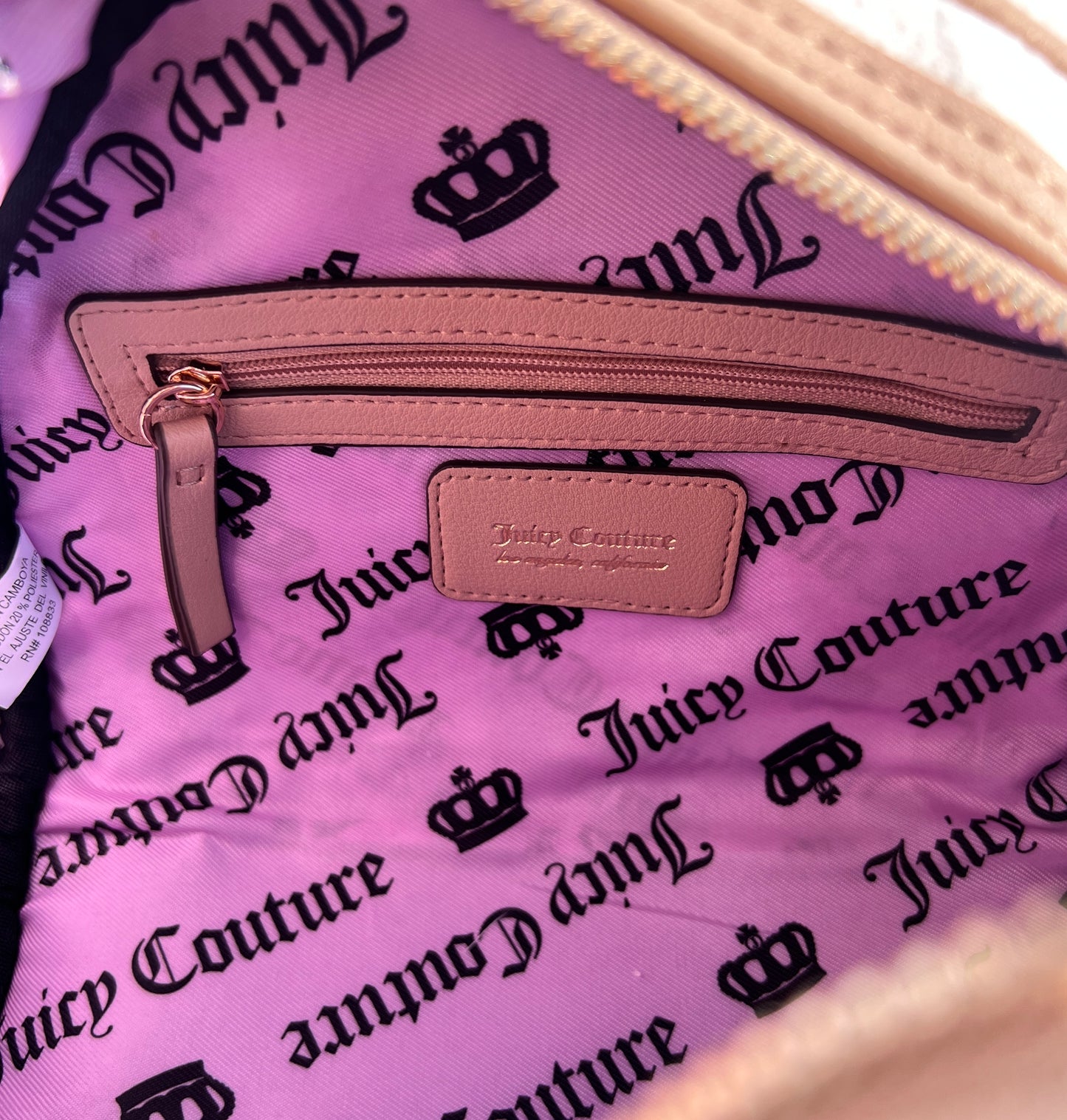 New Tan Cream Juicy Couture Purse Bowler Bag Handbag Terry Cloth Ice Cream Charm