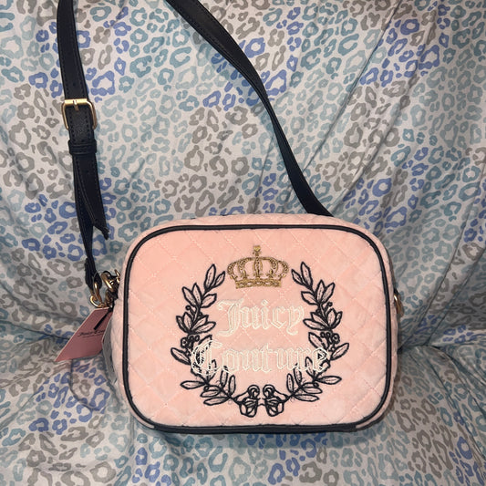 New Pink Juicy Couture Crossbody Bag Purse Velvet Royal Couture MSRP $79 Quilted