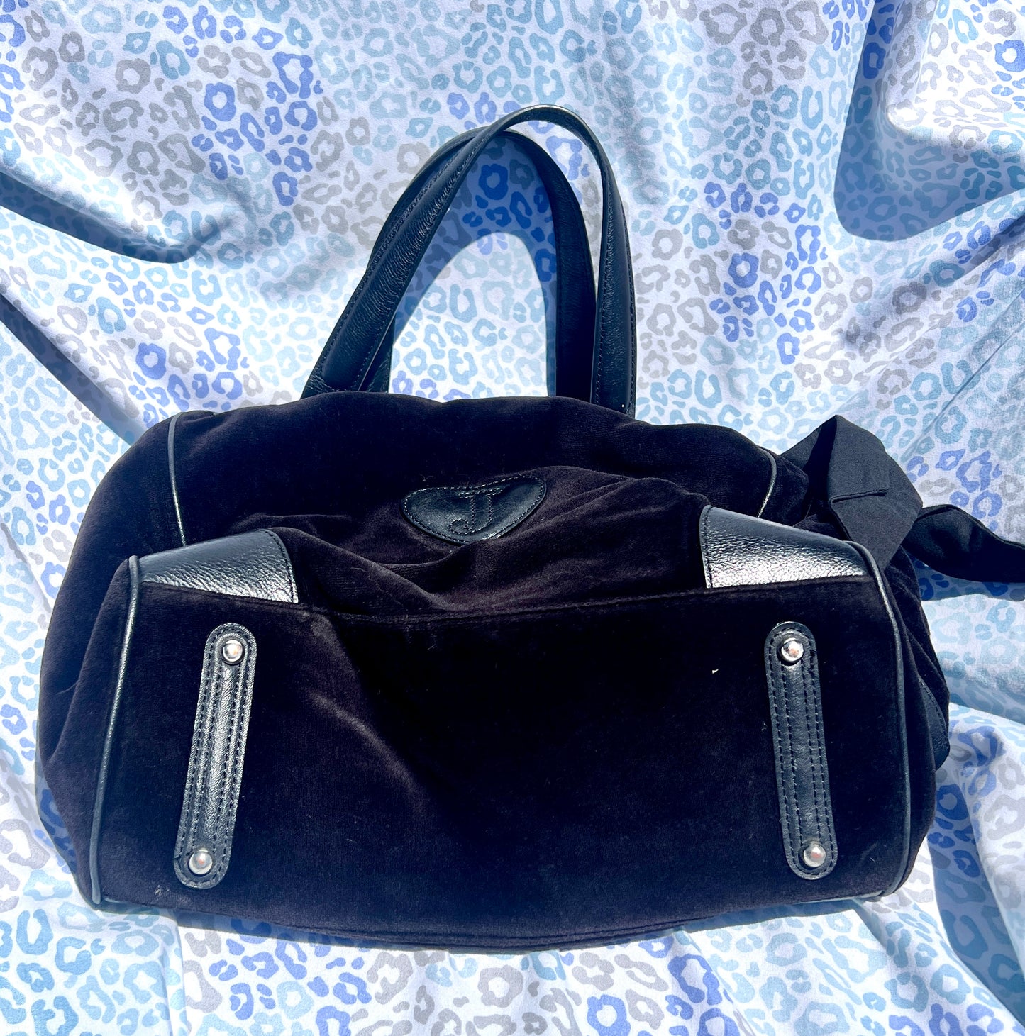 Vintage Black Juicy Couture Handbag Daydreamer Tote Bag Purse Velour Scottie Dog