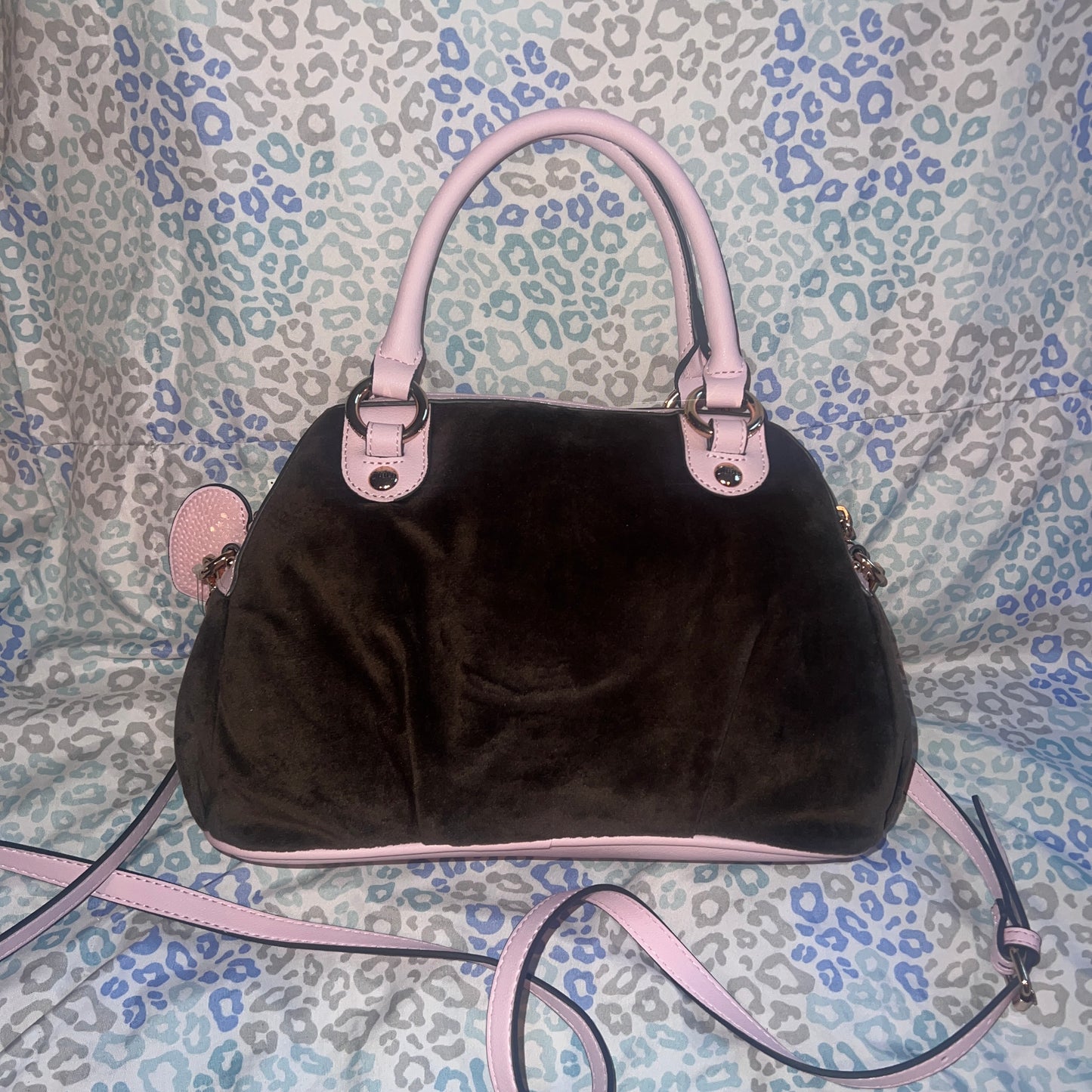 New Pink Brown Juicy Couture Purse Handbag Satchel Bag MSRP $89 Juicy Never Dies