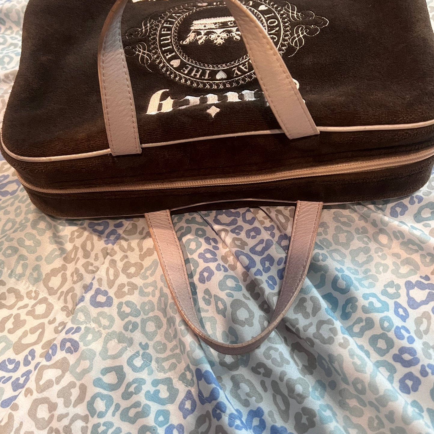 Vintage Brown Juicy Couture Makeup Bag Cosmetic  Travel Case Handbag Velour Y2K