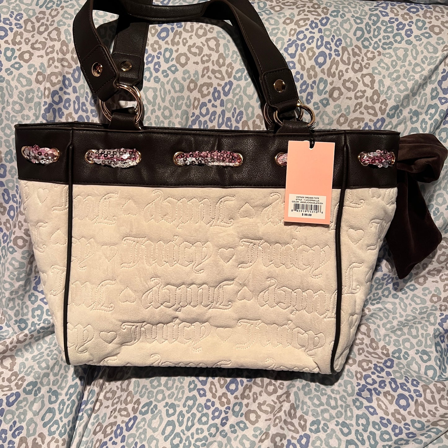 New Custom Cream Juicy Couture Purse Daydreamer Tote Bag Vintage Style Handbag