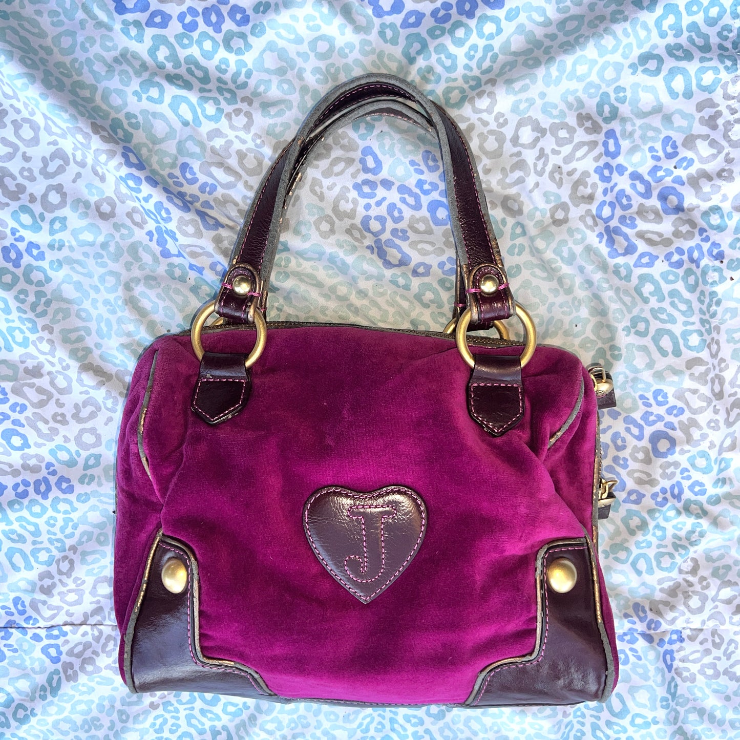 Vintage Purple Juicy Couture Purse Handbag Satchel Bag Y2K Velour Mcbling
