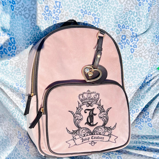 New Pink Juicy Couture Backpack Purse Bag Velour XL Size Vintage Style
