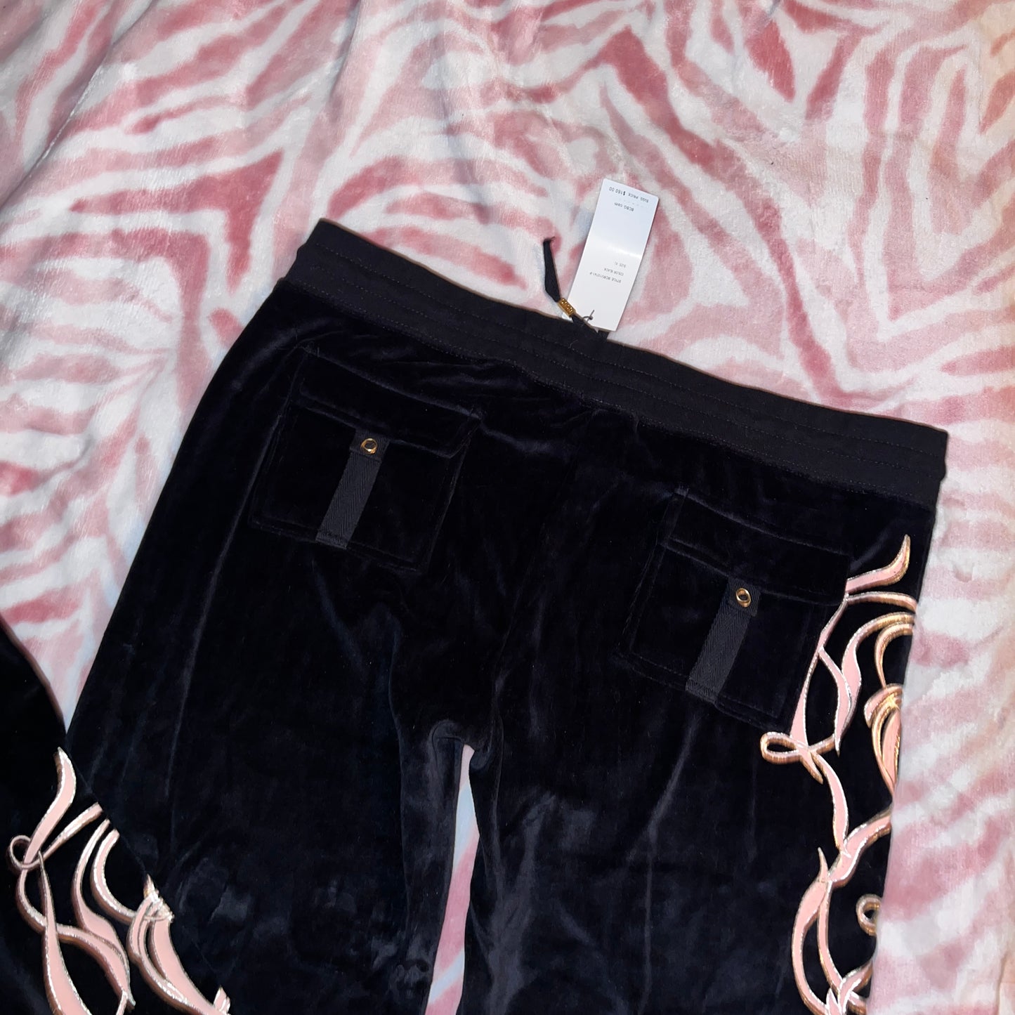 New XL Gold Black BCBG 2-Piece Tracksuit Jacket + Track Pants Set MSRP $160